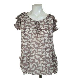 Daniel Rainn Ruffle & Pleats Bird Top w/ Pockets